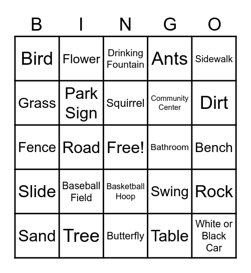 Stearns Park Bingo Card