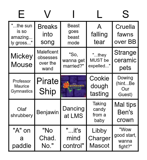 Descendants Bingo Card