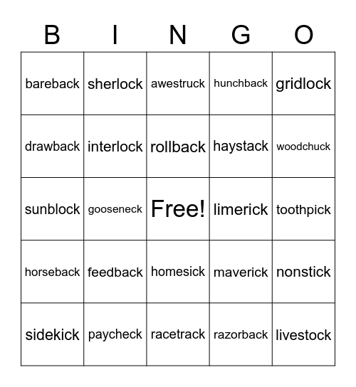 words-ending-in-ck-bingo-card