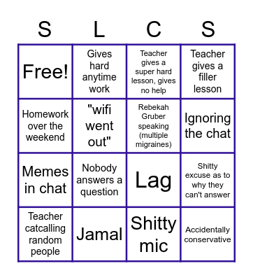 school lane charter school bingo Card