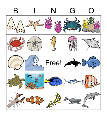 Ocean Animals Bingo Card