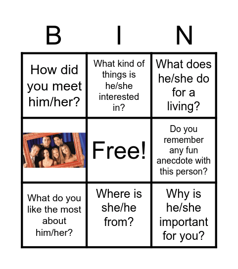 People important to you Bingo Card
