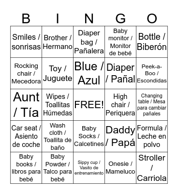~ B A B Y   B I N G O ~ Bingo Card