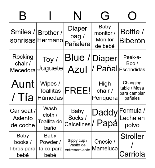 ~ B A B Y   B I N G O ~ Bingo Card