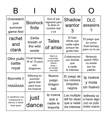 Este E3 es el gato de schrödinger Bingo Card