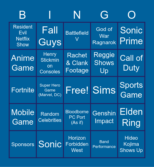 Summer Game Fest 2021 & Sony? (Fil) Bingo Card