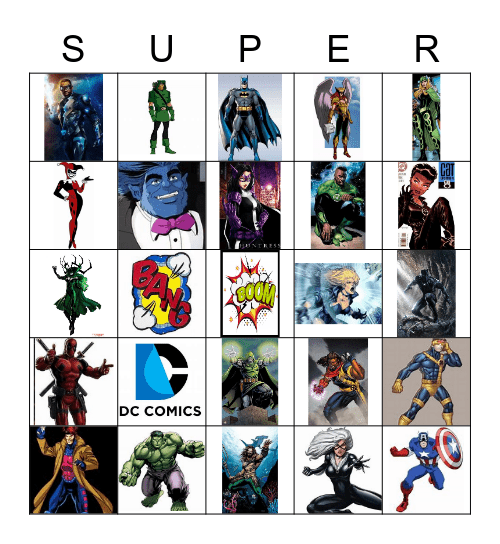 Superhero Bingo Card