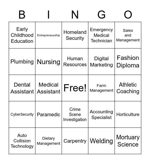 Trade Bingo Card