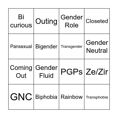 PRIDE MONTH BINGO Card