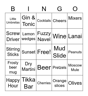 IT'S  5 O'CLOCK SOMEWHERE Bingo Card