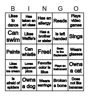 FIND SOMEONE WHO... Bingo Card