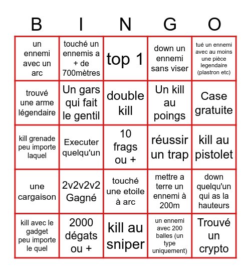 Bingo d'apex HARD SA MERE Bingo Card
