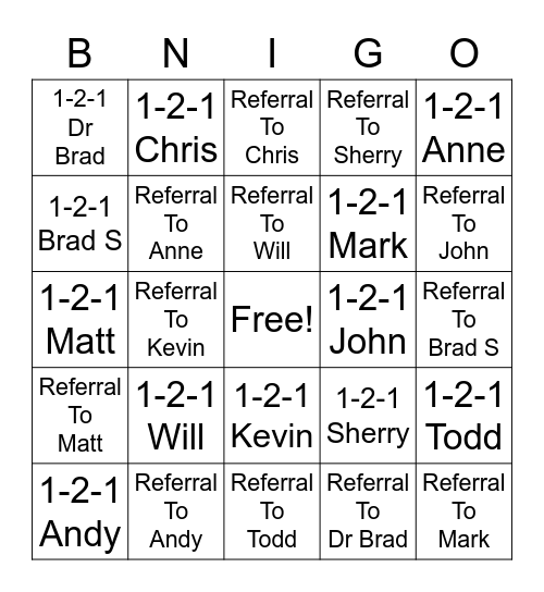 BNIGO Bingo Card
