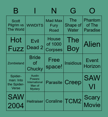 @grabbagmidi fave movies Bingo Card