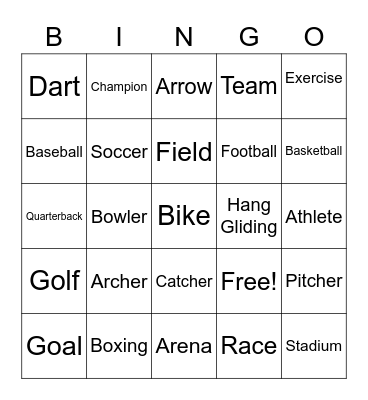 Sports Bingo Card