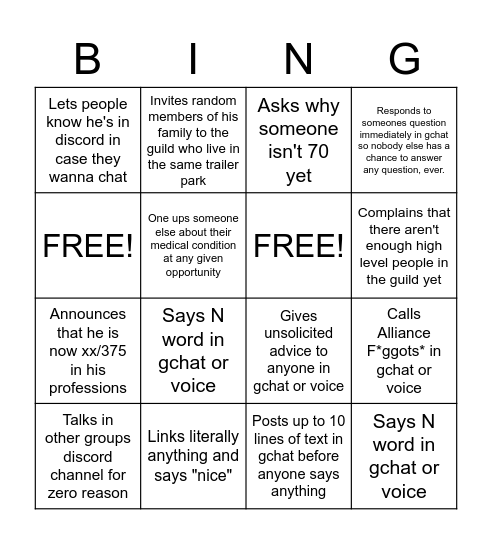 Aubani Bingo Card