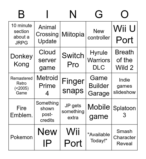 Please happen Bingo Card