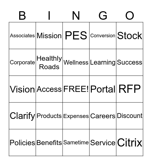 ADP Holiday Bingo Card