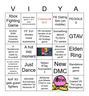 E3 2021 Bingo Card