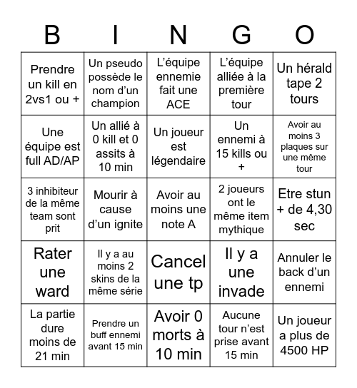 BINGO LOL Bingo Card