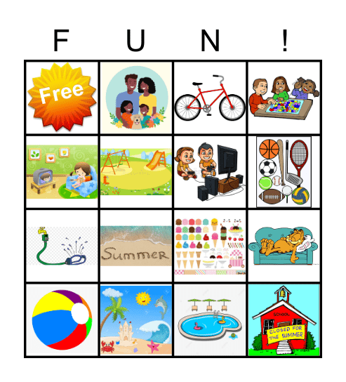 Summer Time Bingo Card