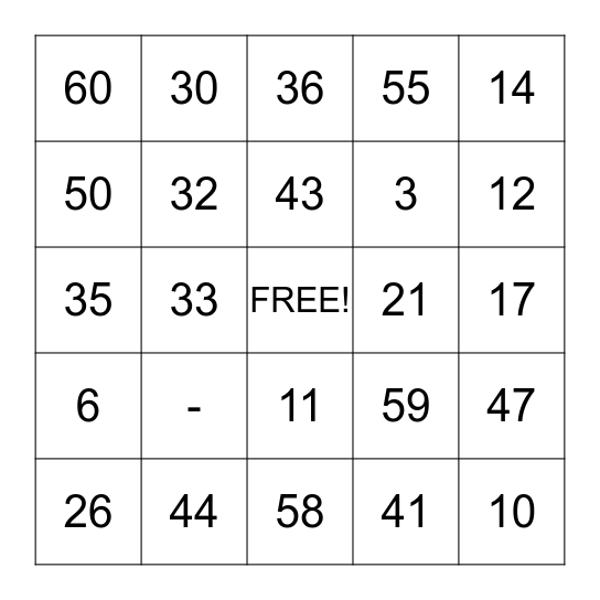 En français Bingo Card
