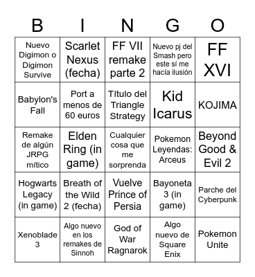 E3 & NDirect Bingo Card