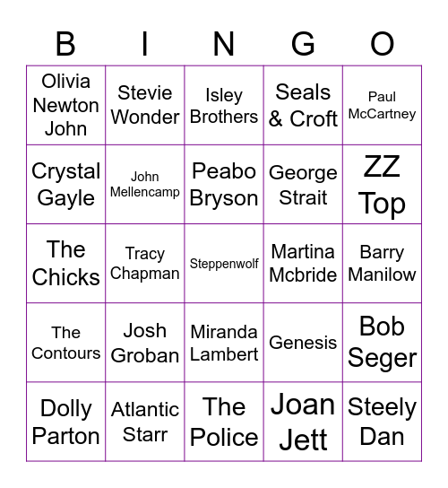 Bingo Mash 1 Bingo Card