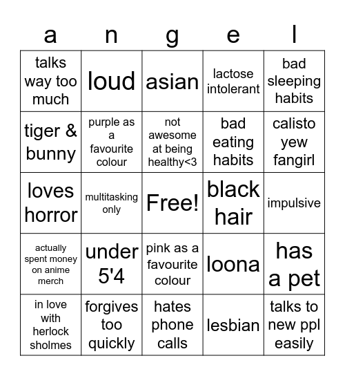 how much do u have in common w/ me Bingo Card