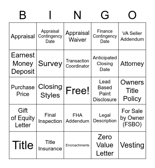 Purchase Review Bingo Card