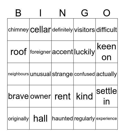 HOMES Bingo Card