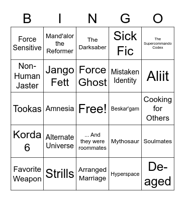 Jaster Mereel Bingo Card