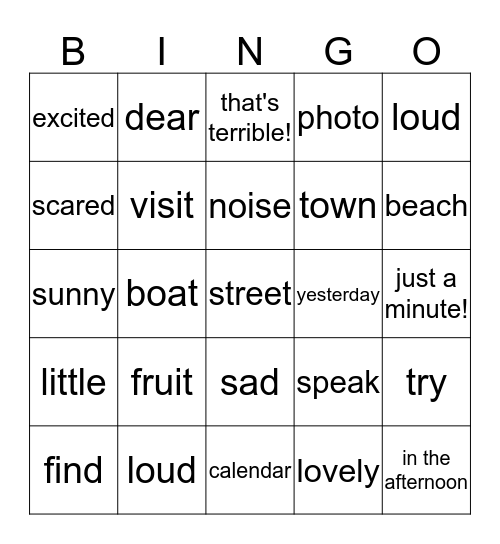 Fifi Bingo Card