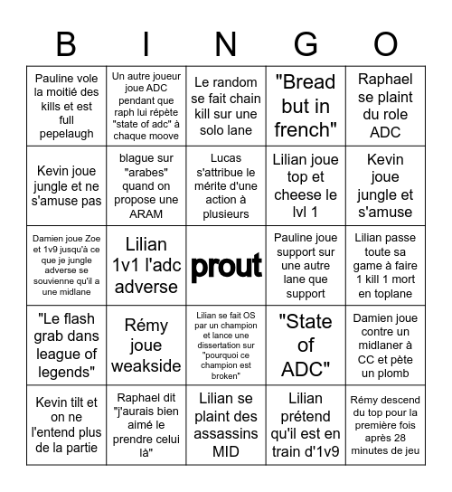 Cosy palace league of legends Bingo Card