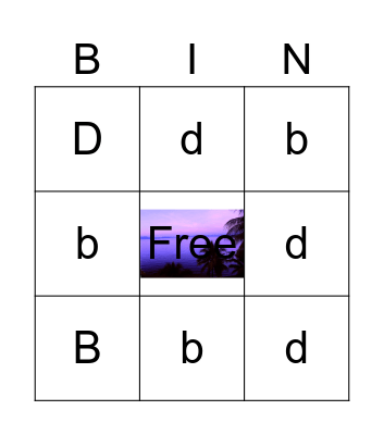 b & d Bingo Card