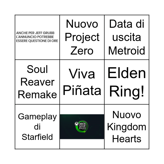 E3 2021 Bingo Card