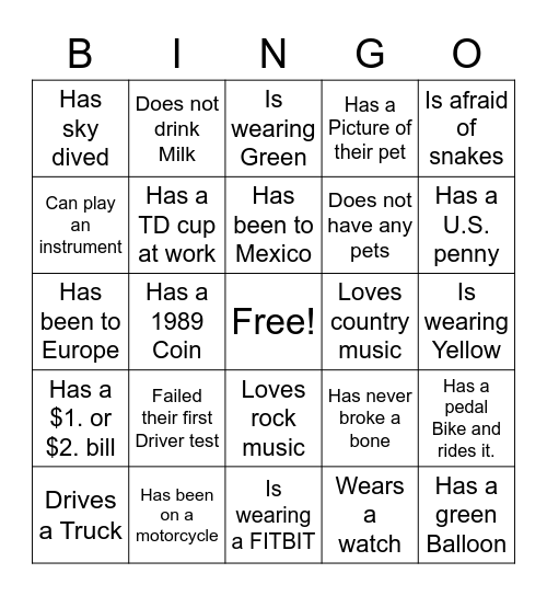 Untitled Bingo Card