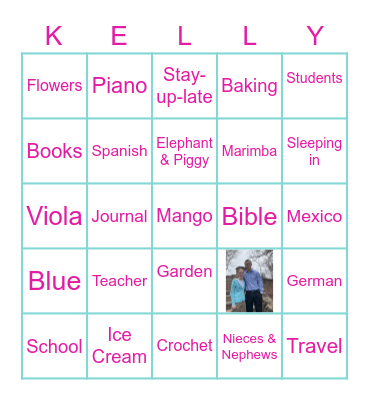 Colin & Kelly Bingo Card