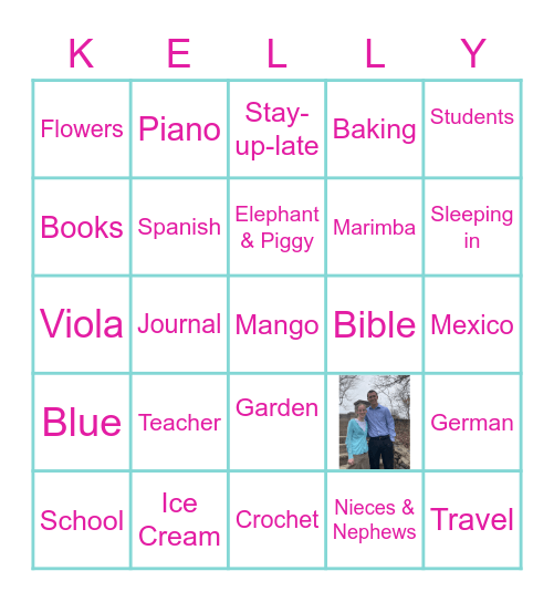 Colin & Kelly Bingo Card