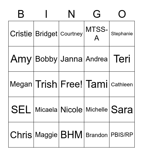 MTSS/SEL Family Bingo Card