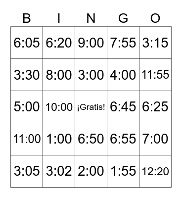 ¿Qué hora es? Bingo Card