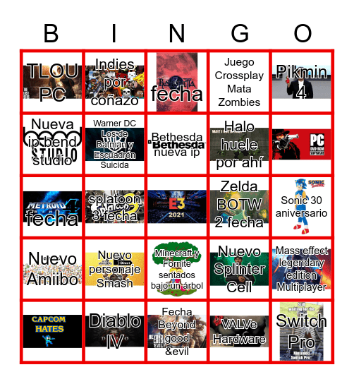 E3 2021 a lo esmilo puej Bingo Card
