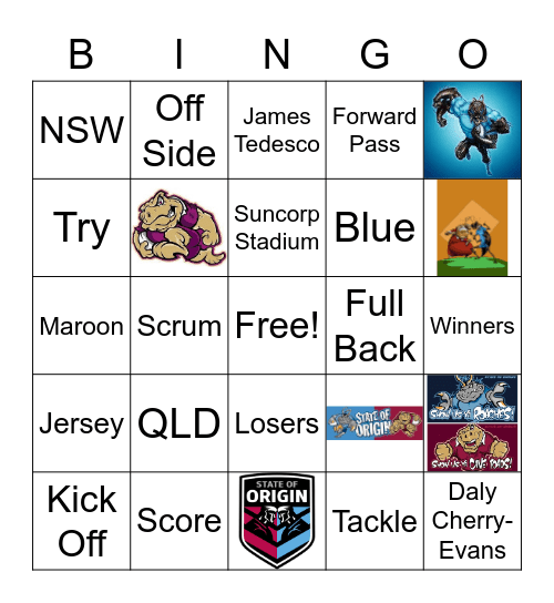 State of Origin 2 Bingo Card