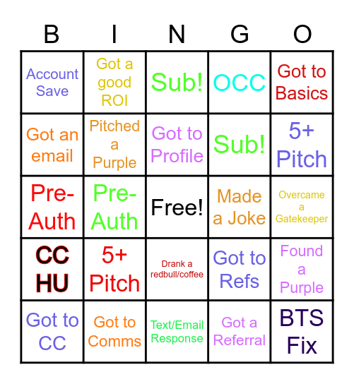 SALES BINGO Card