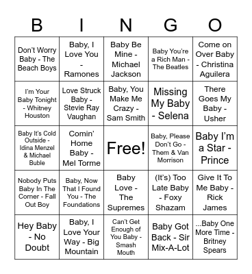 Baby Shower Bingo Card