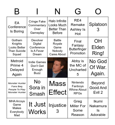 E3 2021 Bingo Card