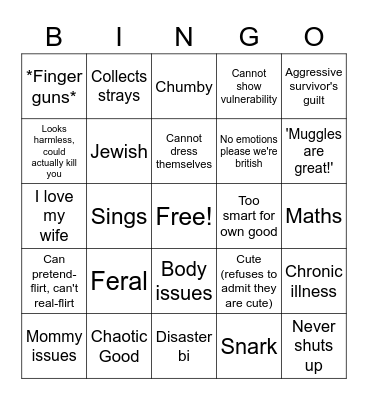 Linny's characters Bingo Card