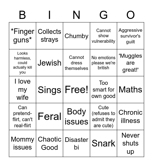 Linny's characters Bingo Card