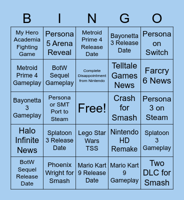 E3 Bingo Card