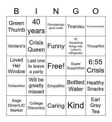 Luann's Bingo Card